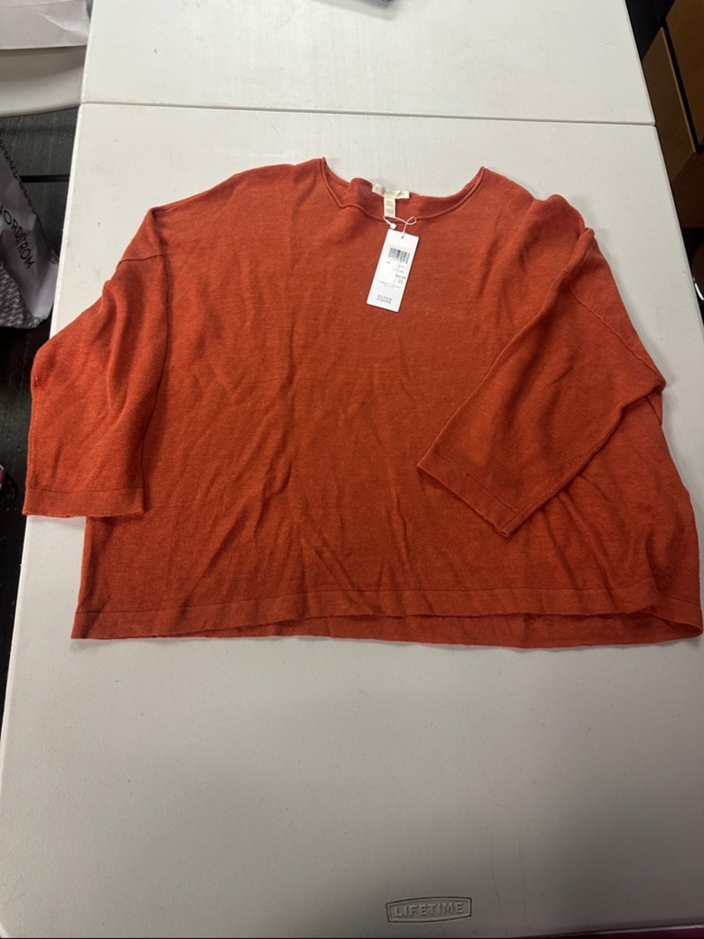 Eileen Fisher Rust Boxy Knit Top NWT XXS